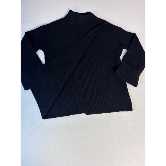 Athleta Black Ribbed Mock Neck Wrap Front Sweater XS 466769-03 HO22 NWOT - Picture 3 of 9